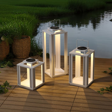 Leland Modern Industrial Integrated Indoor/Outdoor LED Solar Powered Lanterns